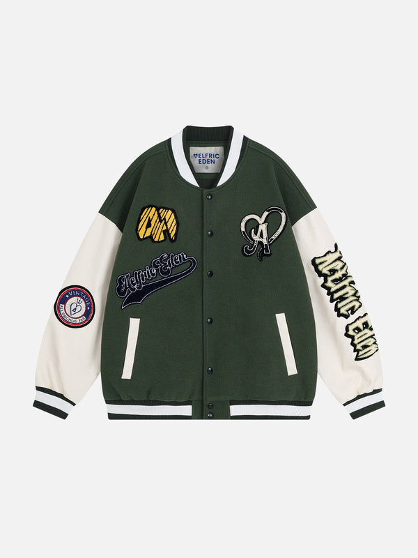 Fvshya Towel Embroidery Badge Varsity Jacket