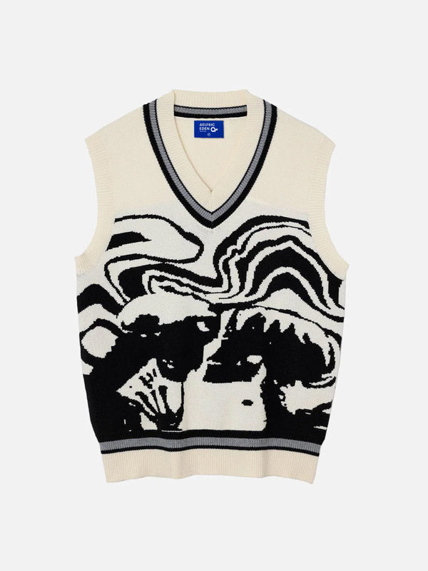 Fvshya Skeleton Portrait Graphic Sweater Vest