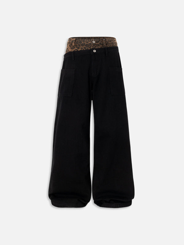 Fvshya Leopard Print Faggy Baggy Jeans