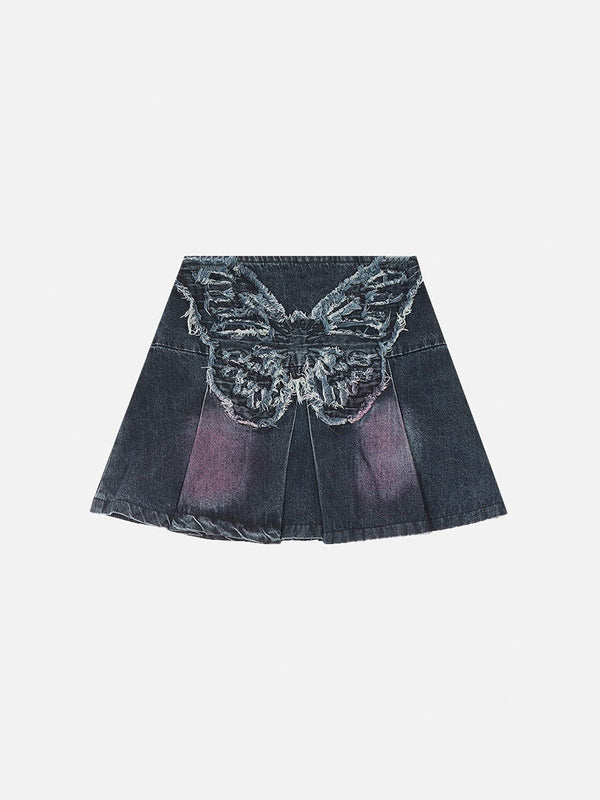 Fvshya Fringe Butterfly Denim Skirt