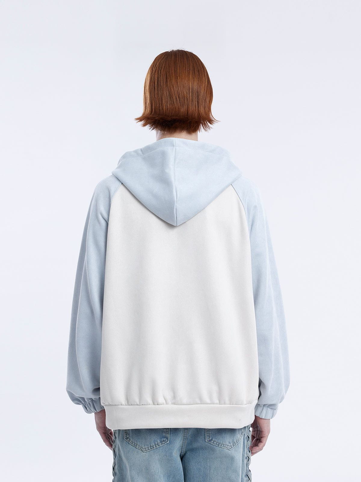 Fvshya Suede Star Patchwork Zip Up Hoodie