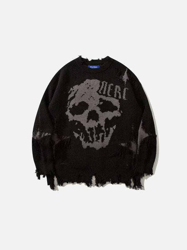 Fvshya Distressed Skull Sweater