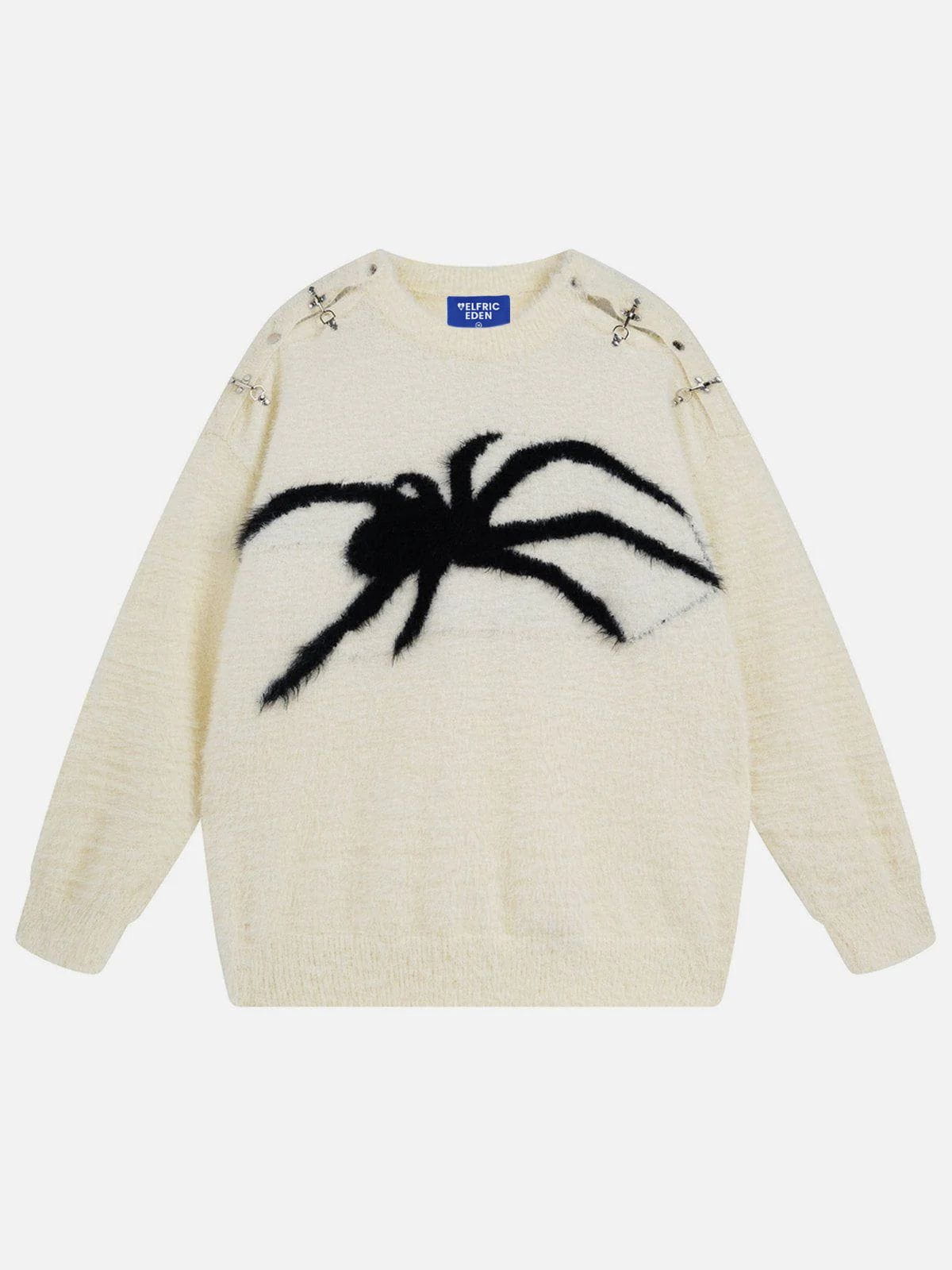 Fvshya Metal Buckle Spider Jacquard Sweater