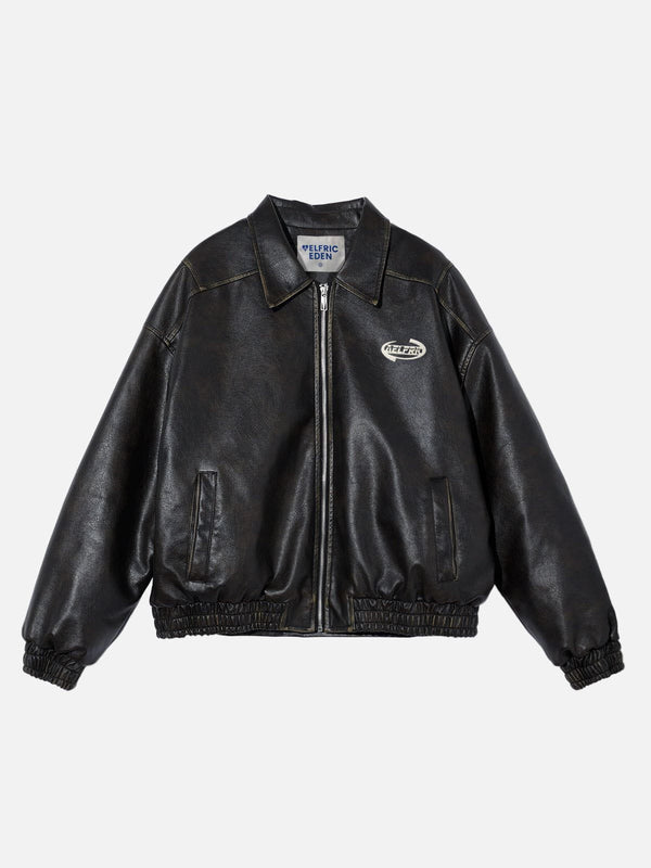 Fvshya Vintage Washed Faux Leather Jacket