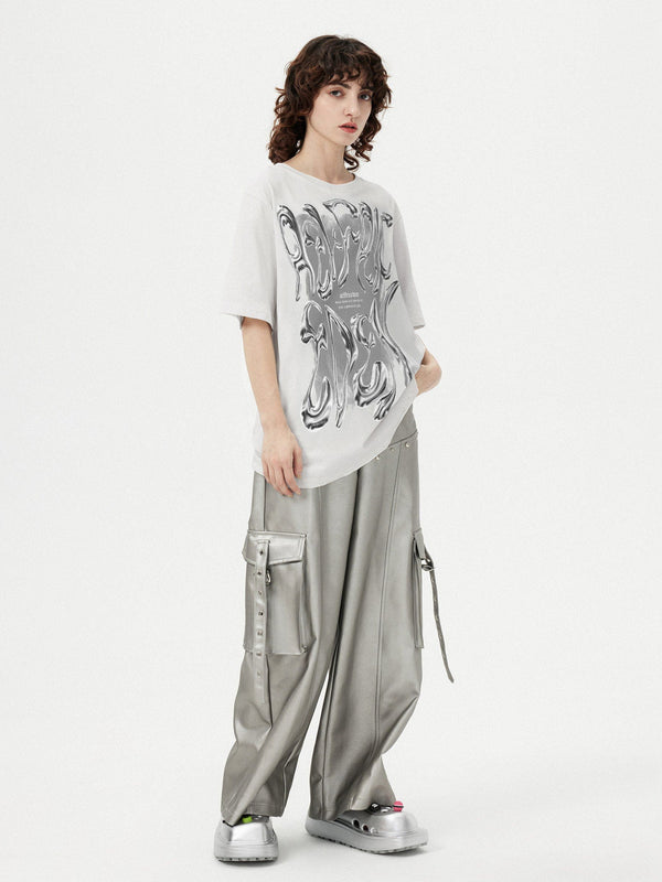 Fvshya Futuristic Liquid Metal Design Tee