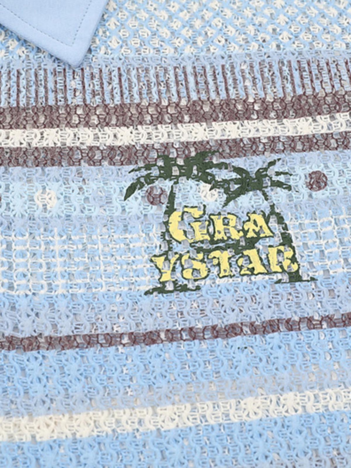 Fvshya Retro Gradient Striped Hollow POLO Shirt