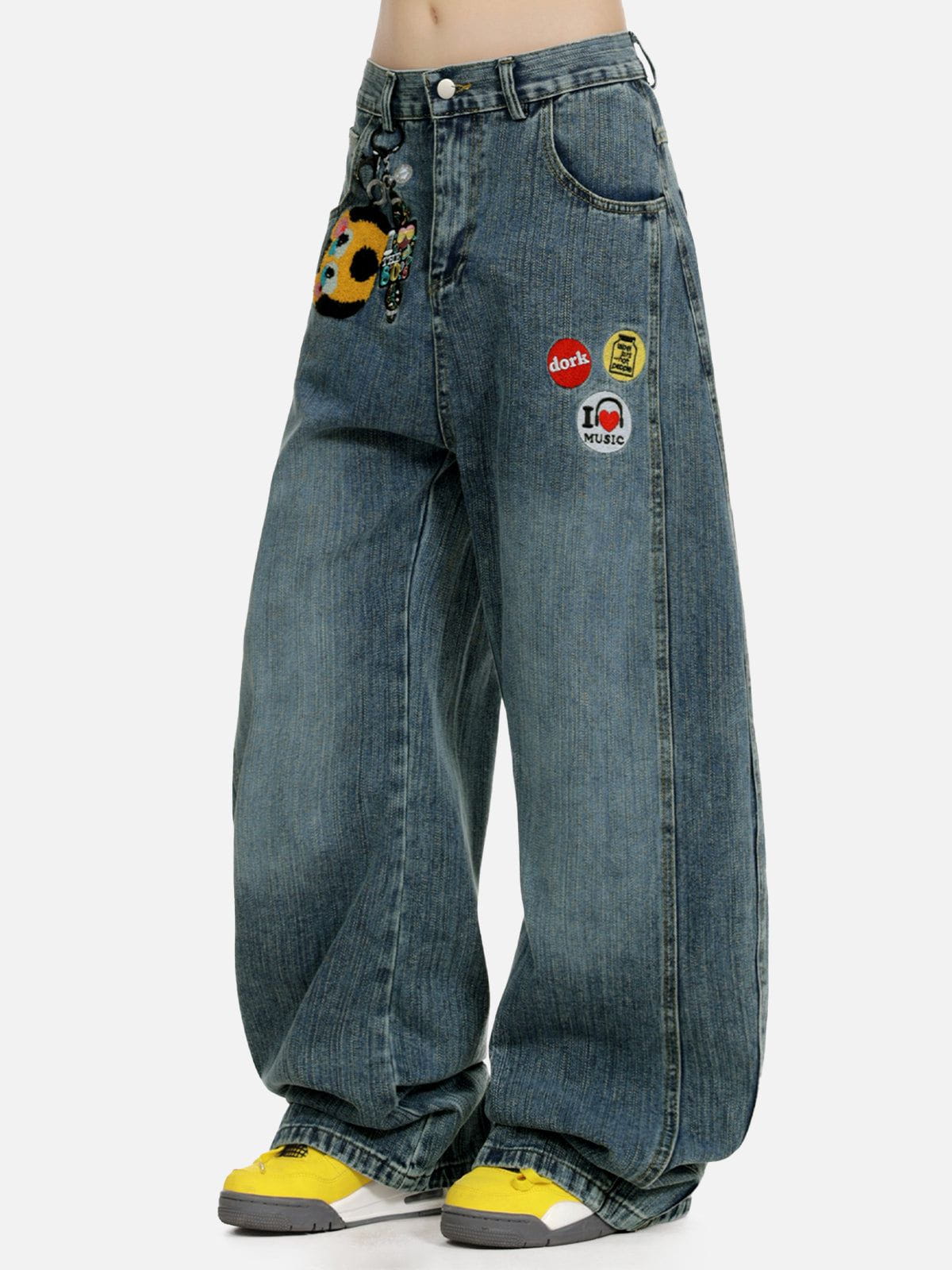 Fvshya Embroidery Baggy Barrel Jeans