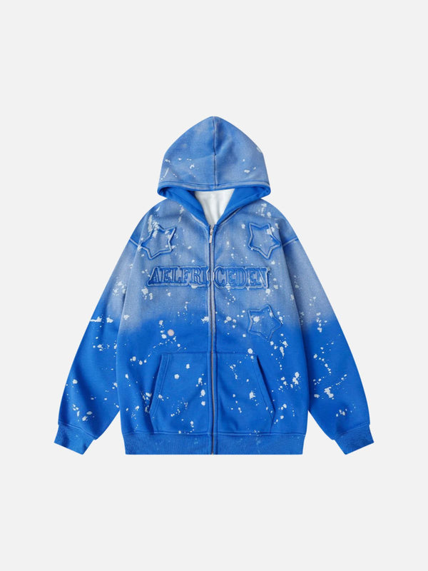Fvshya Star Patch Gradient ZIP UP Hoodie
