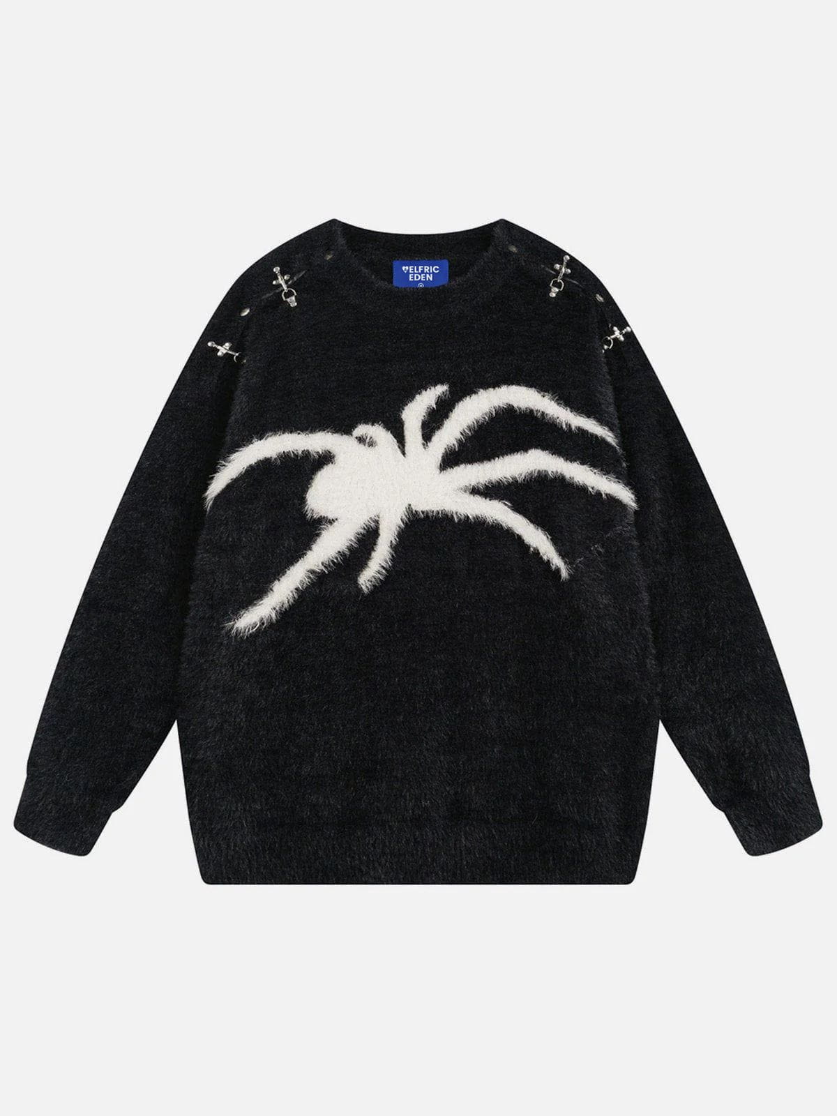 Fvshya Metal Buckle Spider Jacquard Sweater