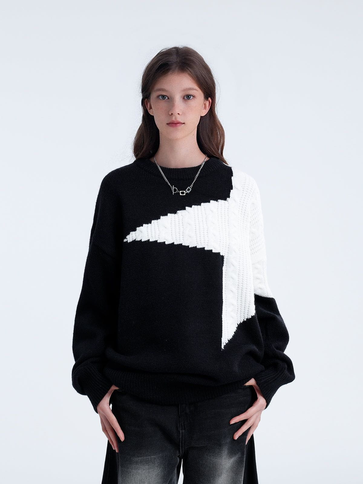 Fvshya Star Patchwork Sweater