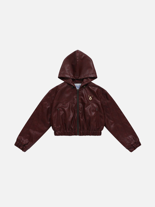 Fvshya Cropped Faux Leather Hooded Jacket