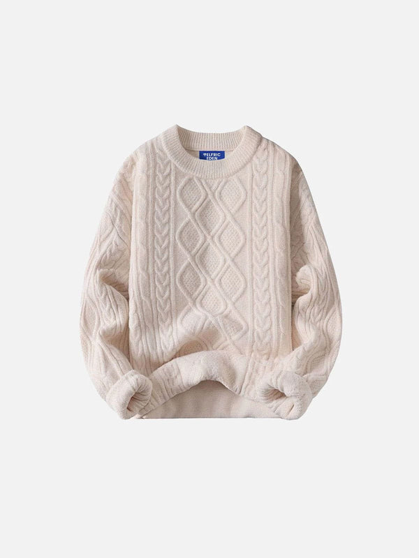 Fvshya Solid Color Crew Neck Sweater