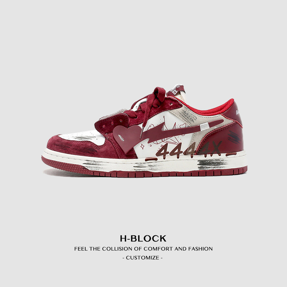 Fvshya H-Block Flower Canvas Skate Shoes