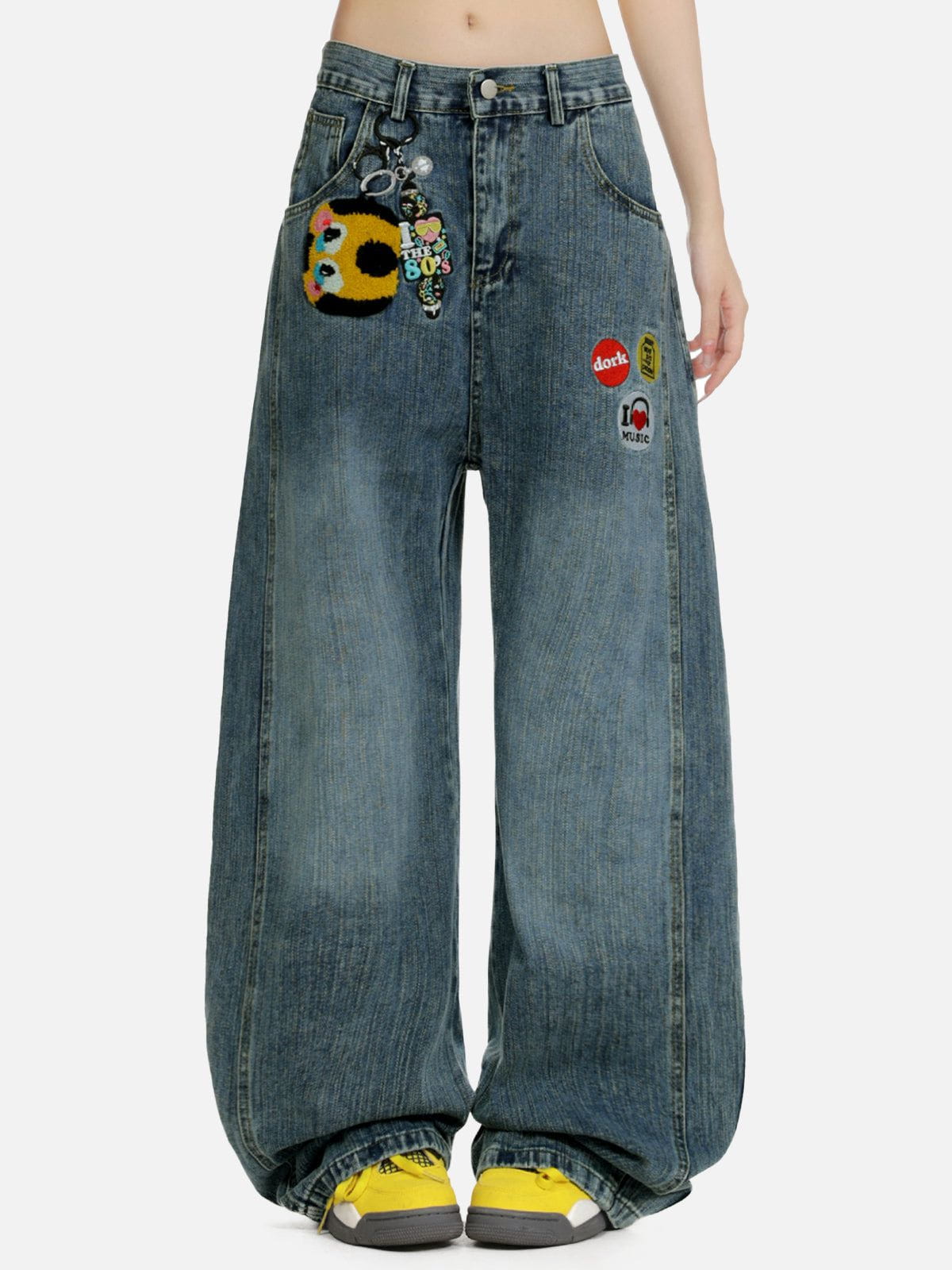 Fvshya Embroidery Baggy Barrel Jeans