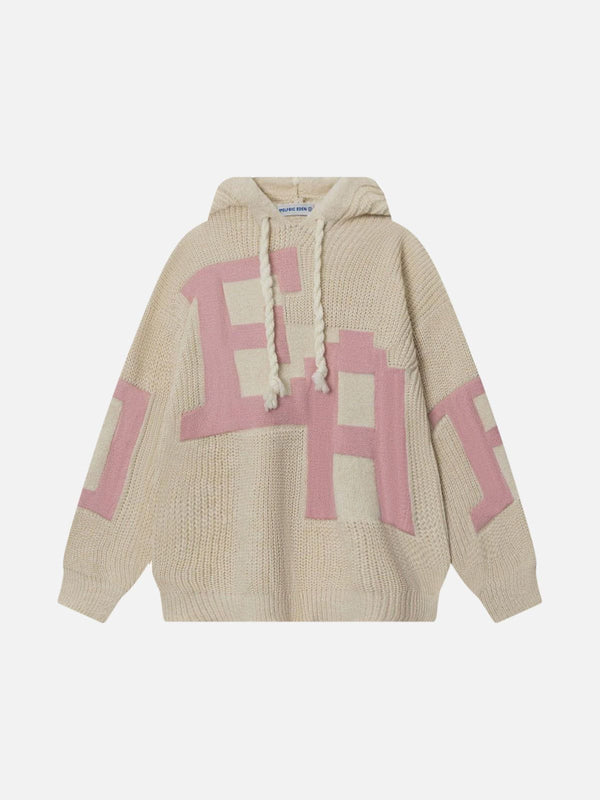 Fvshya Letter Jacquard Knit Hoodie