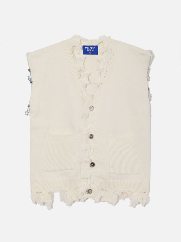 Fvshya Removable sleeves Distressed Cardigan