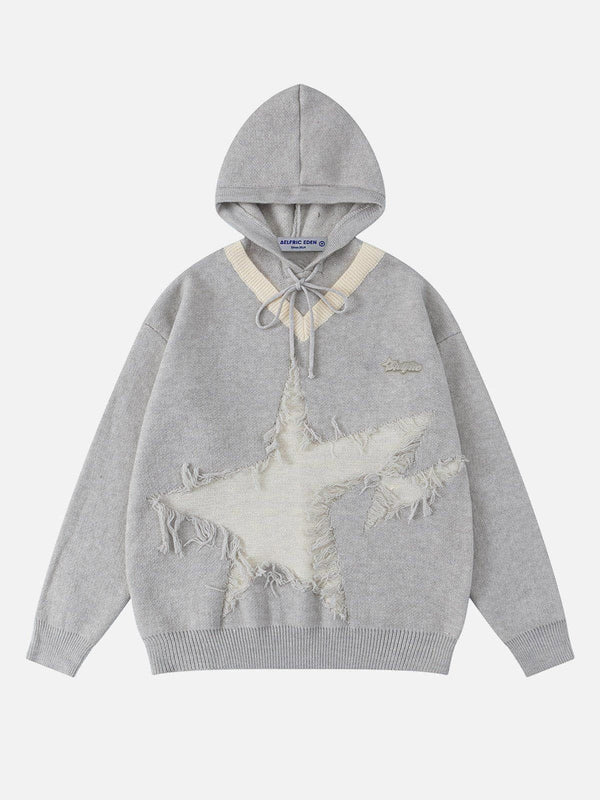 Fvshya Distressed Knitting Hoodie