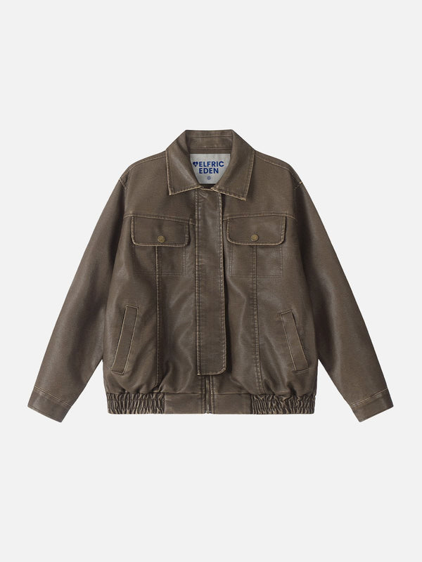 Fvshya Basic Pocket Faux Leather Jacket