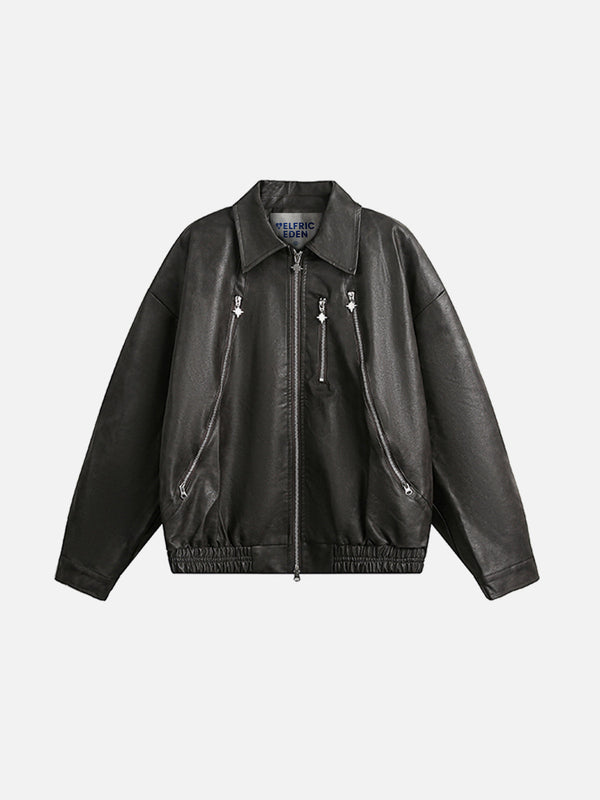 Fvshya Multi Zip Up Faux Leather Jacket