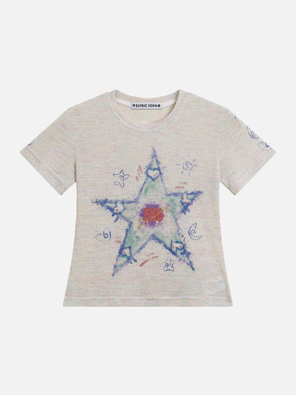 Fvshya Star Print Cropped Knit Tee