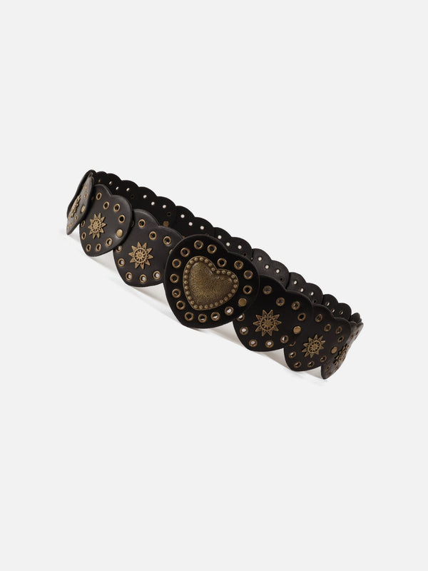 Fvshya Vintage Heart Rivet Belt