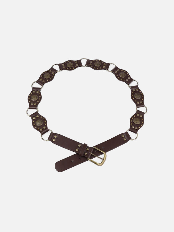 Fvshya Vintage Patchwork Rivet Belt