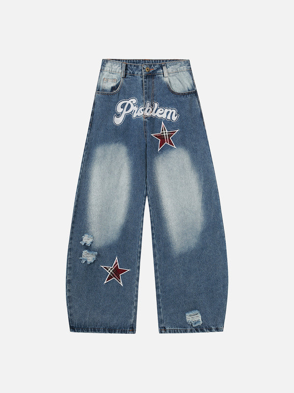 Fvshya Plaid Star Barrel Jeans