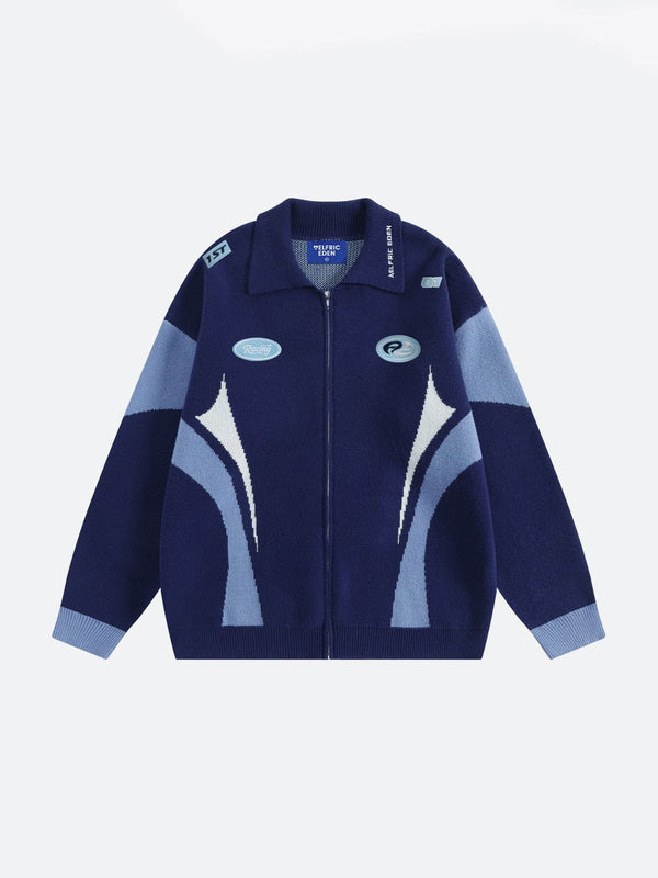 Fvshya Racing Patchwork Zip Up Cardigan