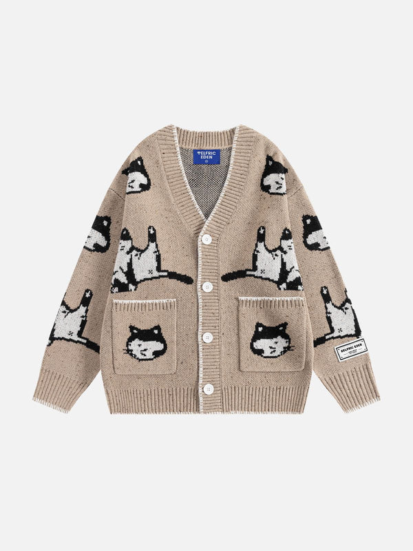 Fvshya Cats Jacquard Cardigan