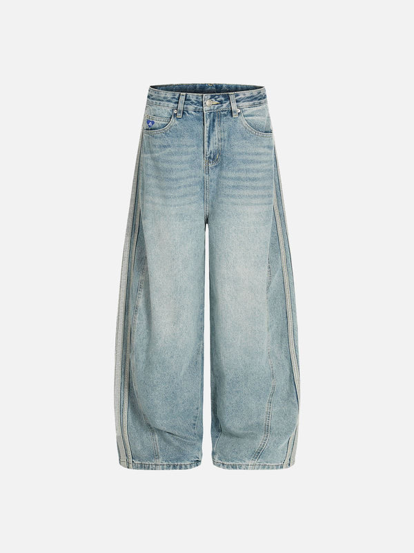Fvshya Stripe Washed Whiskering Baaggy Barrel Jeans