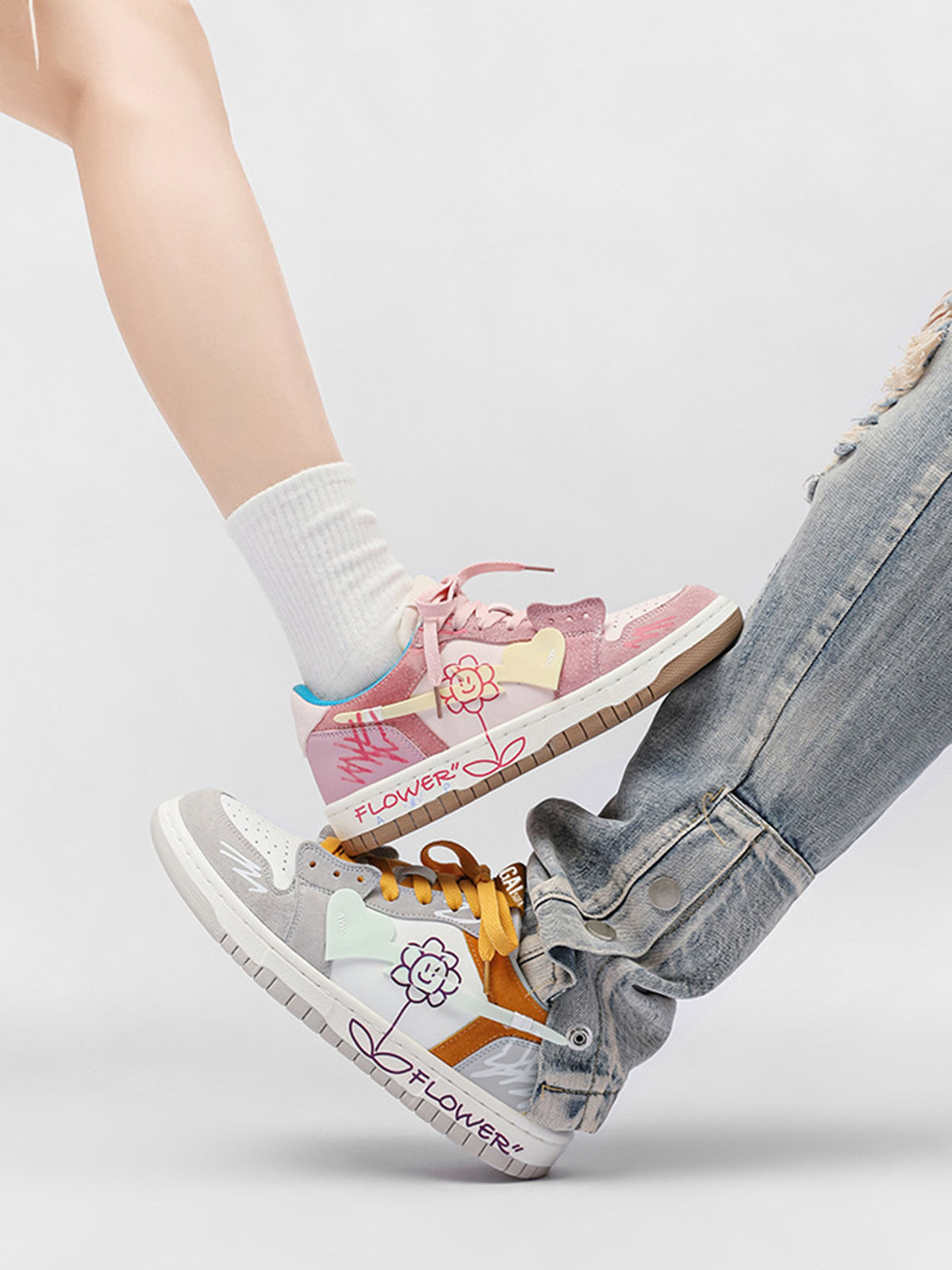 Fvshya H-Block Flower Canvas Skate Shoes