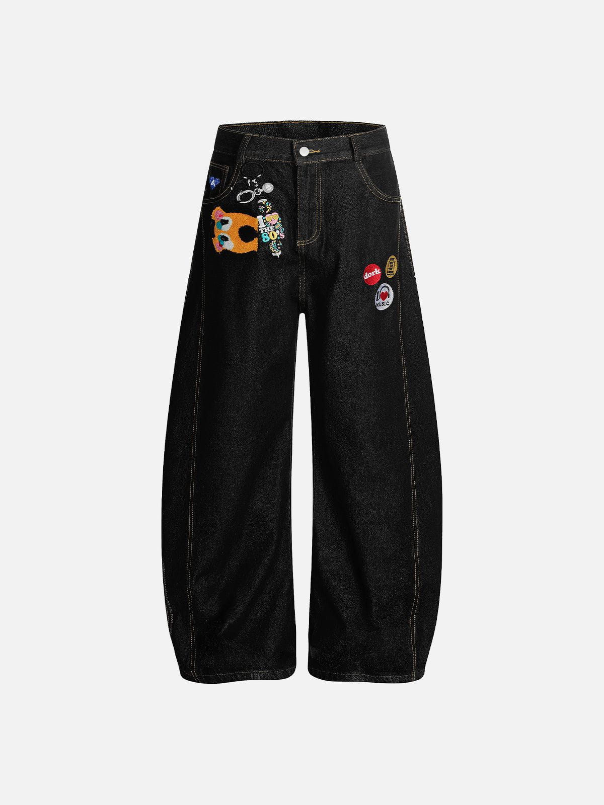 Fvshya Embroidery Baggy Barrel Jeans