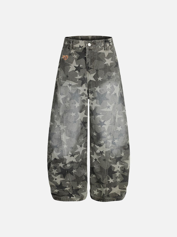 Fvshya Camouflage Star Baggy Barrel Jeans