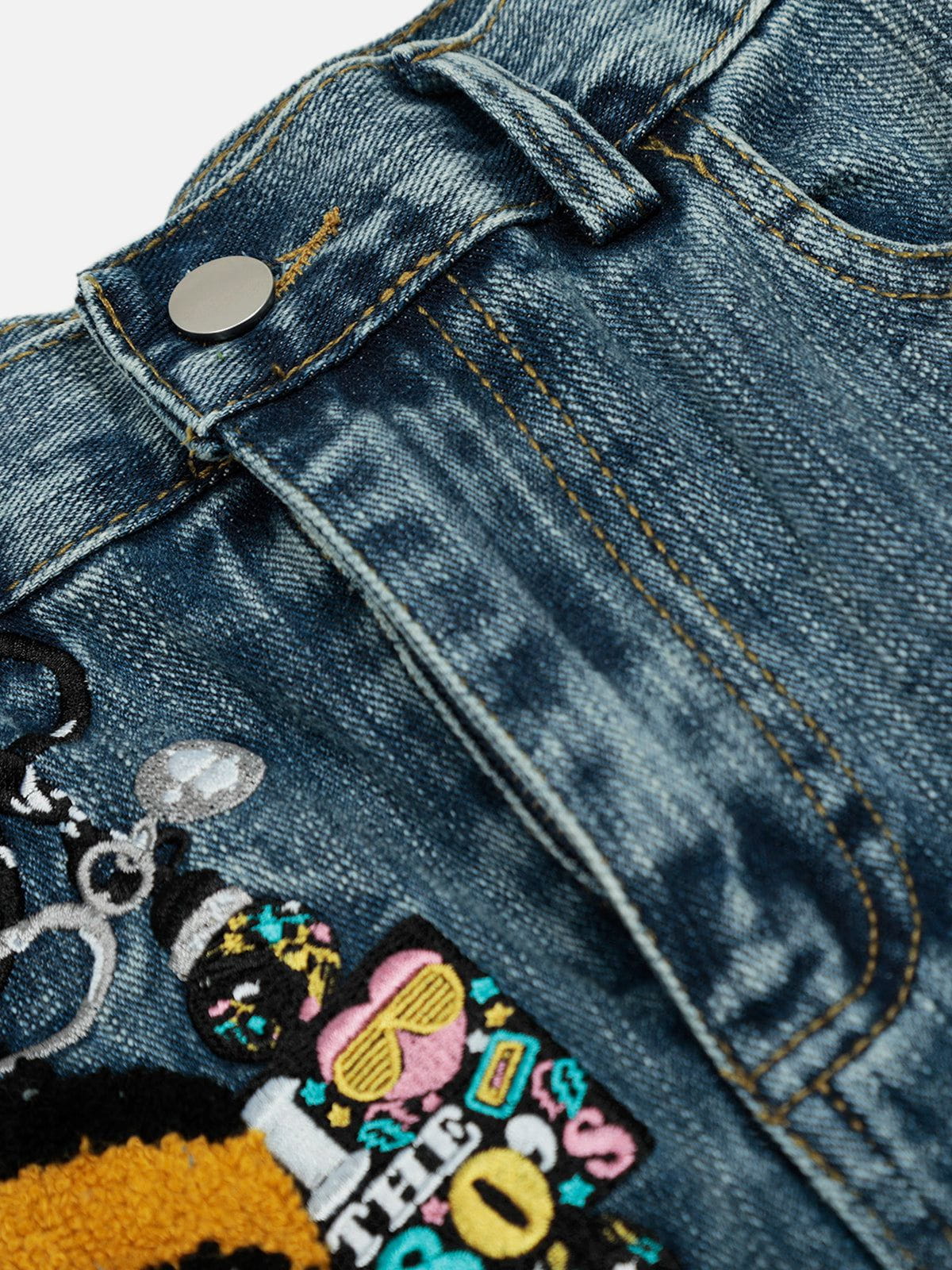 Fvshya Embroidery Baggy Barrel Jeans