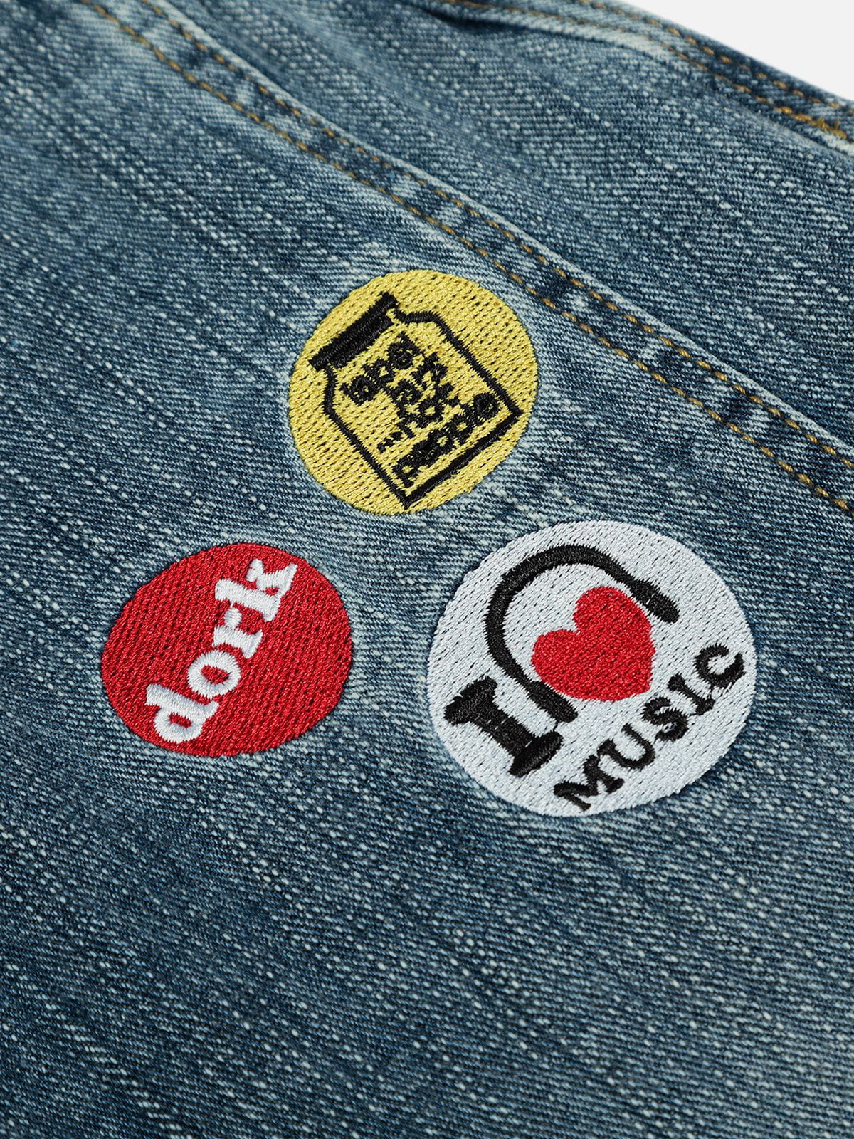 Fvshya Embroidery Baggy Barrel Jeans