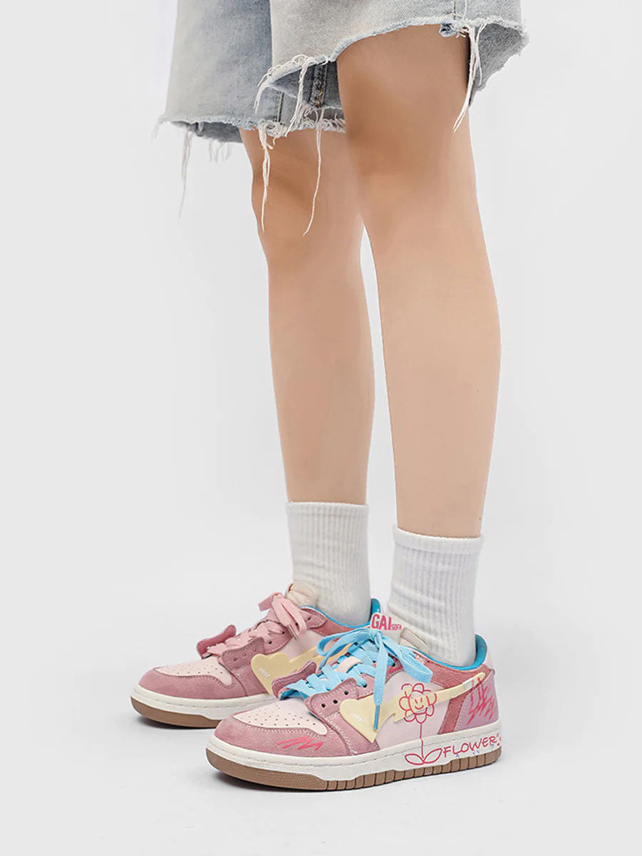 Fvshya H-Block Flower Canvas Skate Shoes