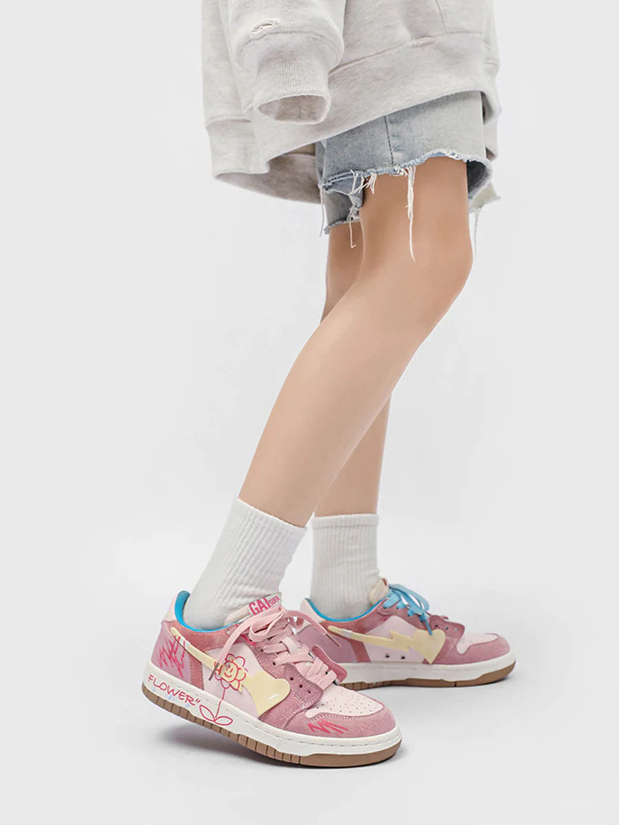 Fvshya H-Block Flower Canvas Skate Shoes