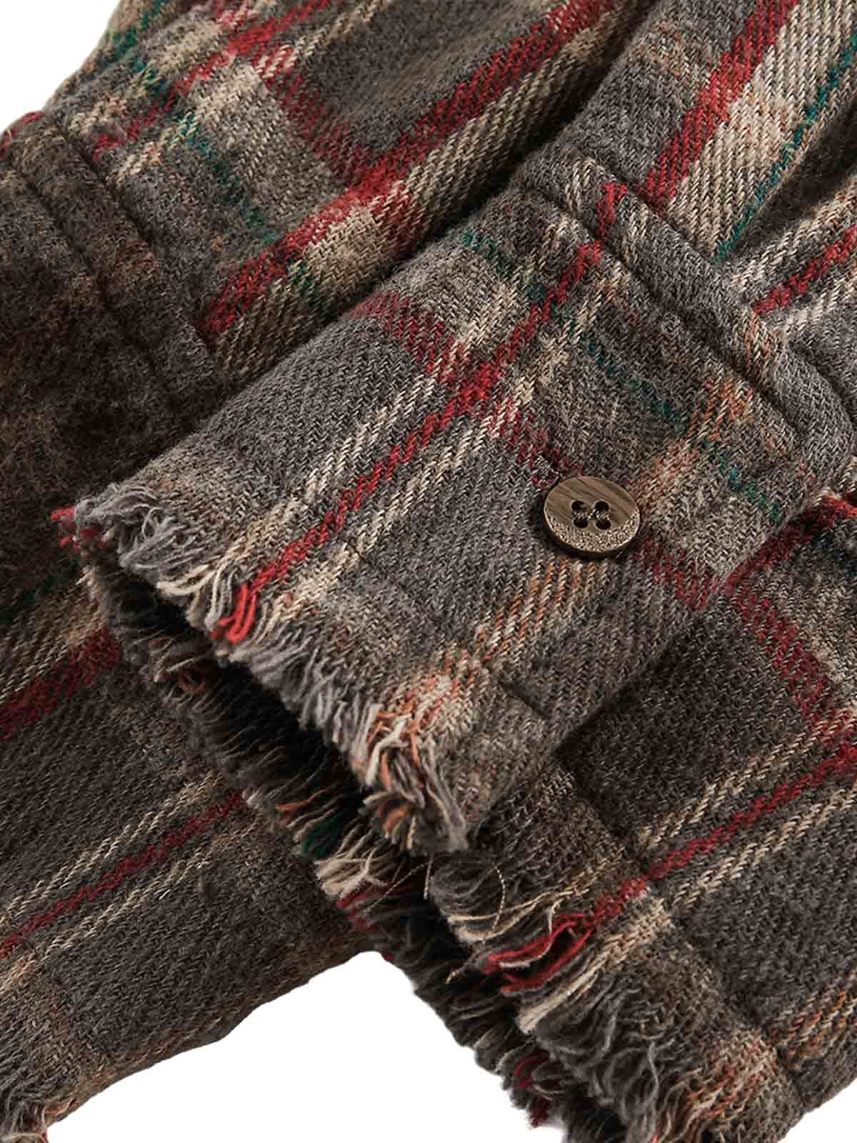 Fvshya Vintage Plaid Tie-Dye Long Sleeve Shirt