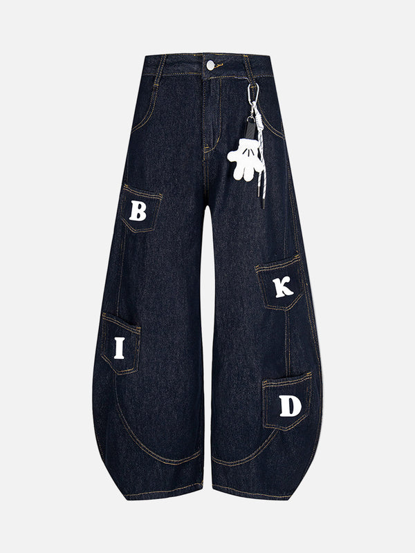 Fvshya Fun Letter Pocket Barrel Jeans