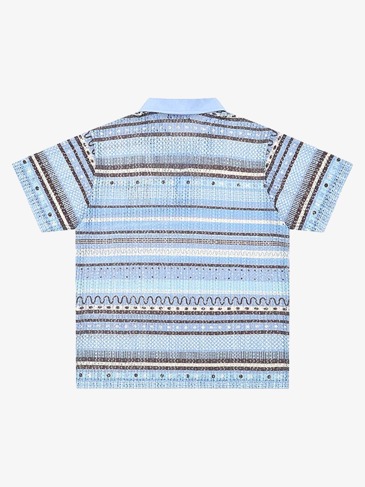 Fvshya Retro Gradient Striped Hollow POLO Shirt