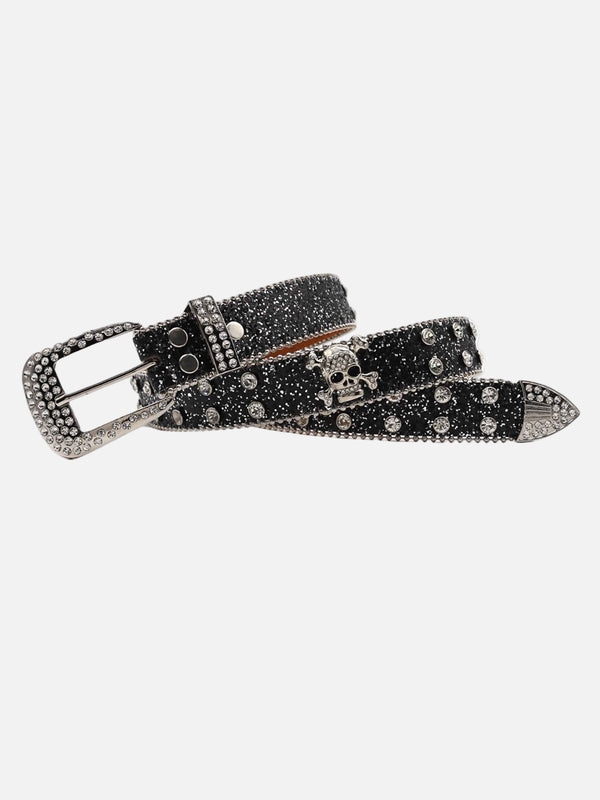 Fvshya Rhinestone Skull Belt
