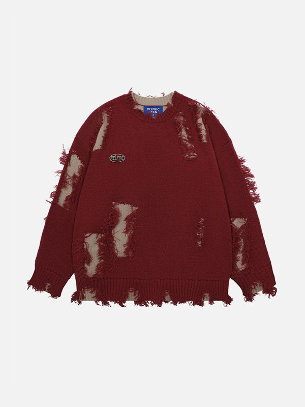 Fvshya Distressed Fringe Sweater