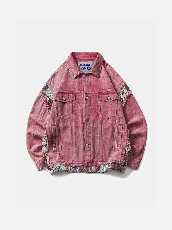 Fvshya Vintage Patchwork Denim Jacket