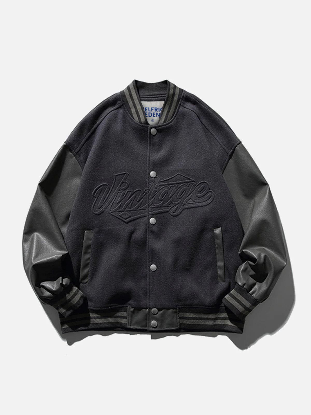 Fvshya Letters Print Varsity Jacket