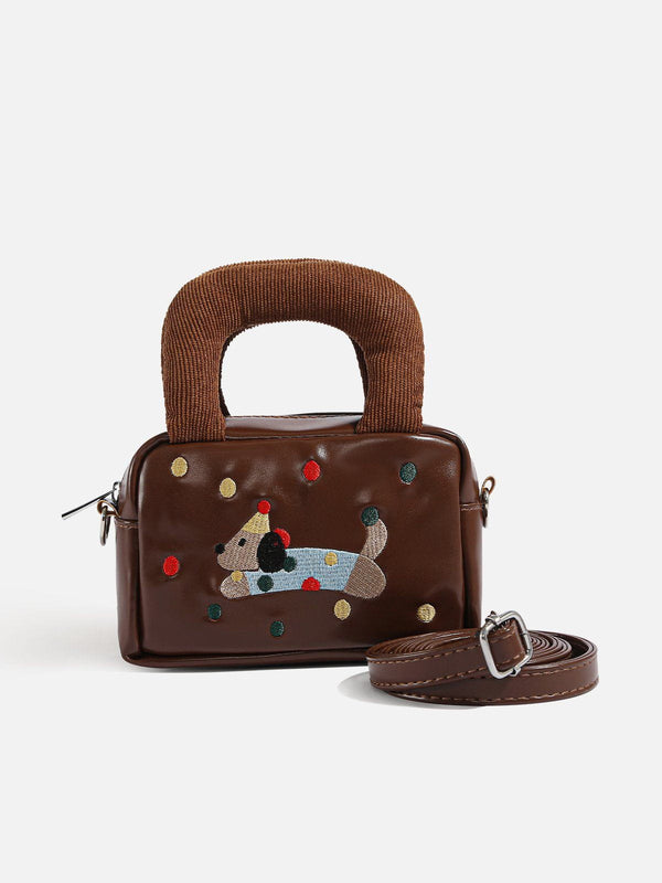 Fvshya Embroidery Cartoon Dog Bag