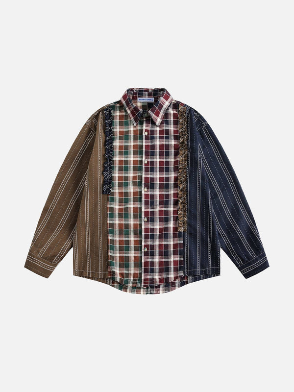 Fvshya Multi Color Patchwork Long Sleeve Shirt