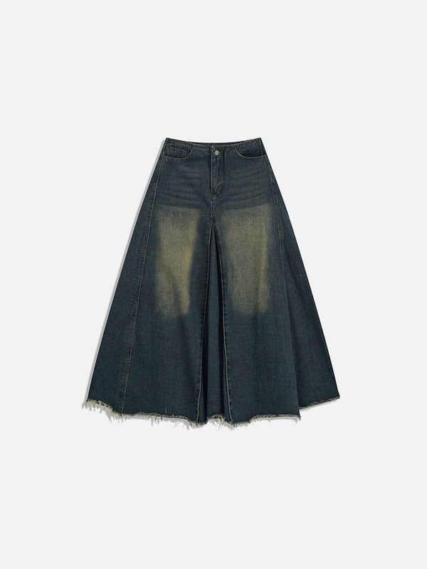 Fvshya Slit Washed Denim Skirt