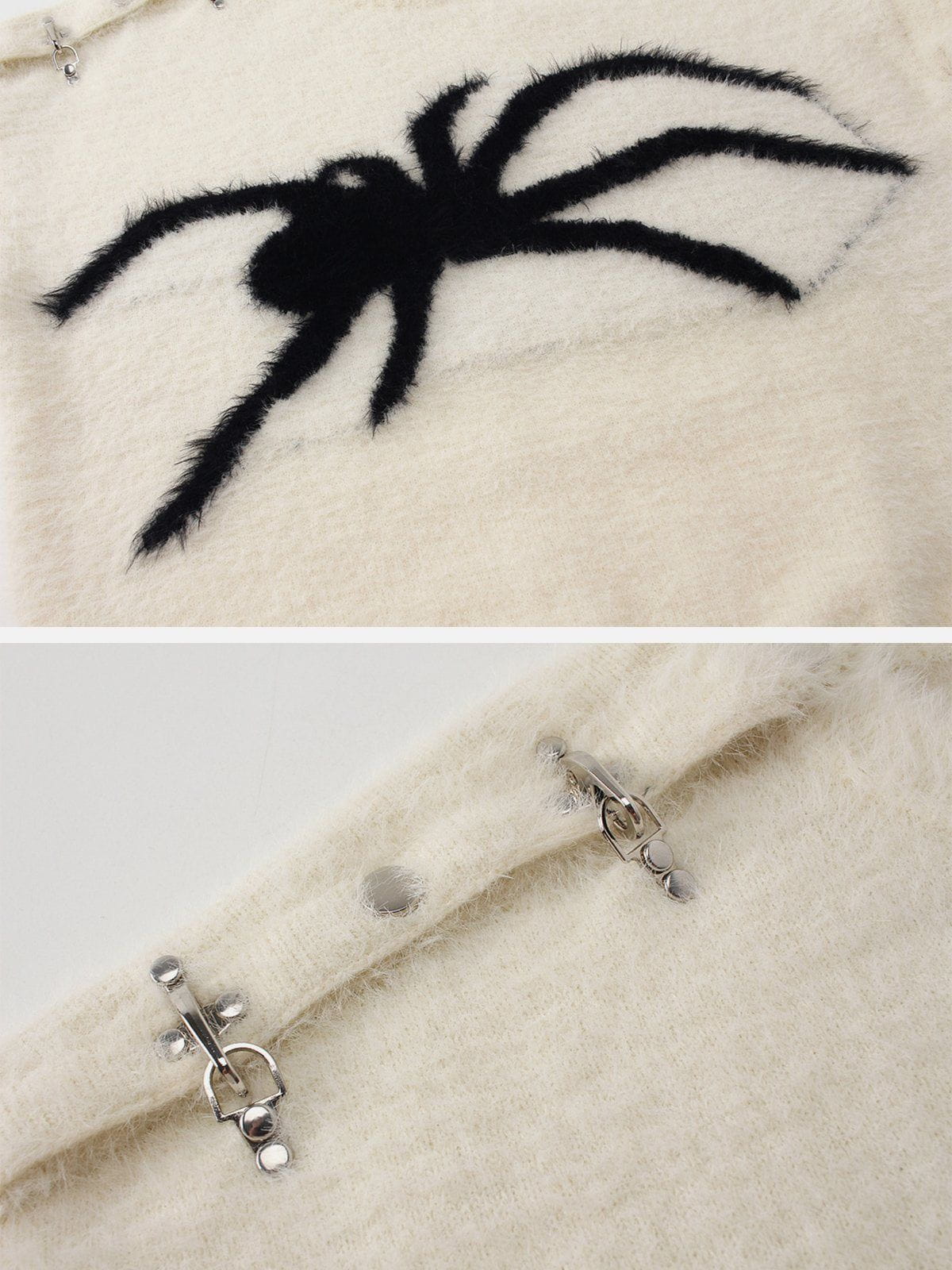 Fvshya Metal Buckle Spider Jacquard Sweater