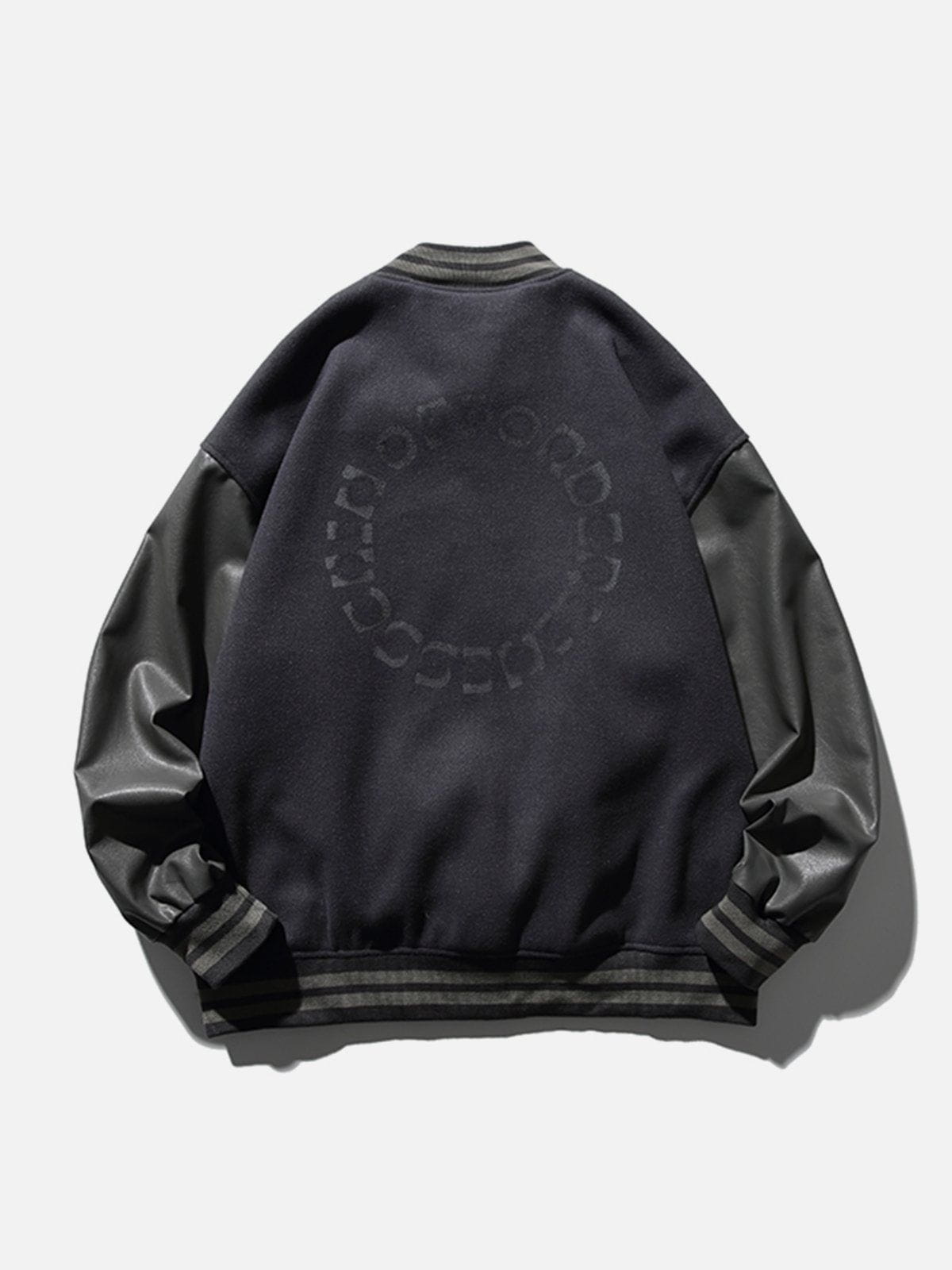 Fvshya Letters Print Varsity Jacket