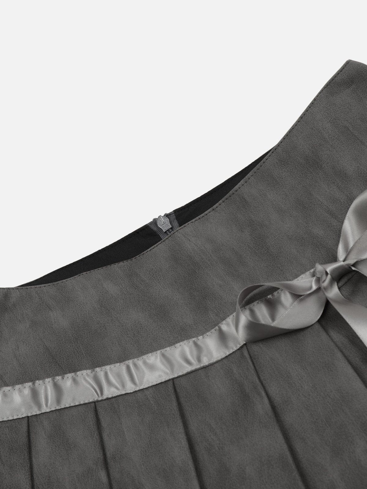 Fvshya Lace Wrinkle Faux Leather Skirt